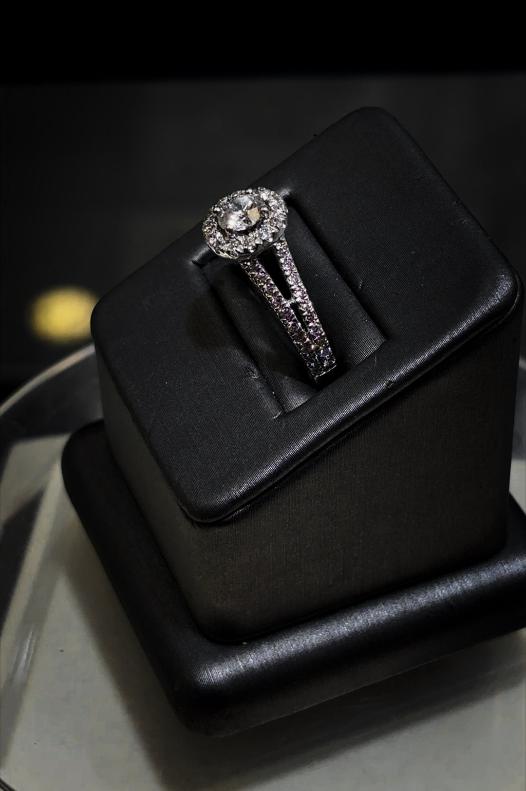 💍 “Luminous Legacy” – 14K White Gold Split Shank Halo Diamond Ring (Size 6¾, 2.5 DWT)