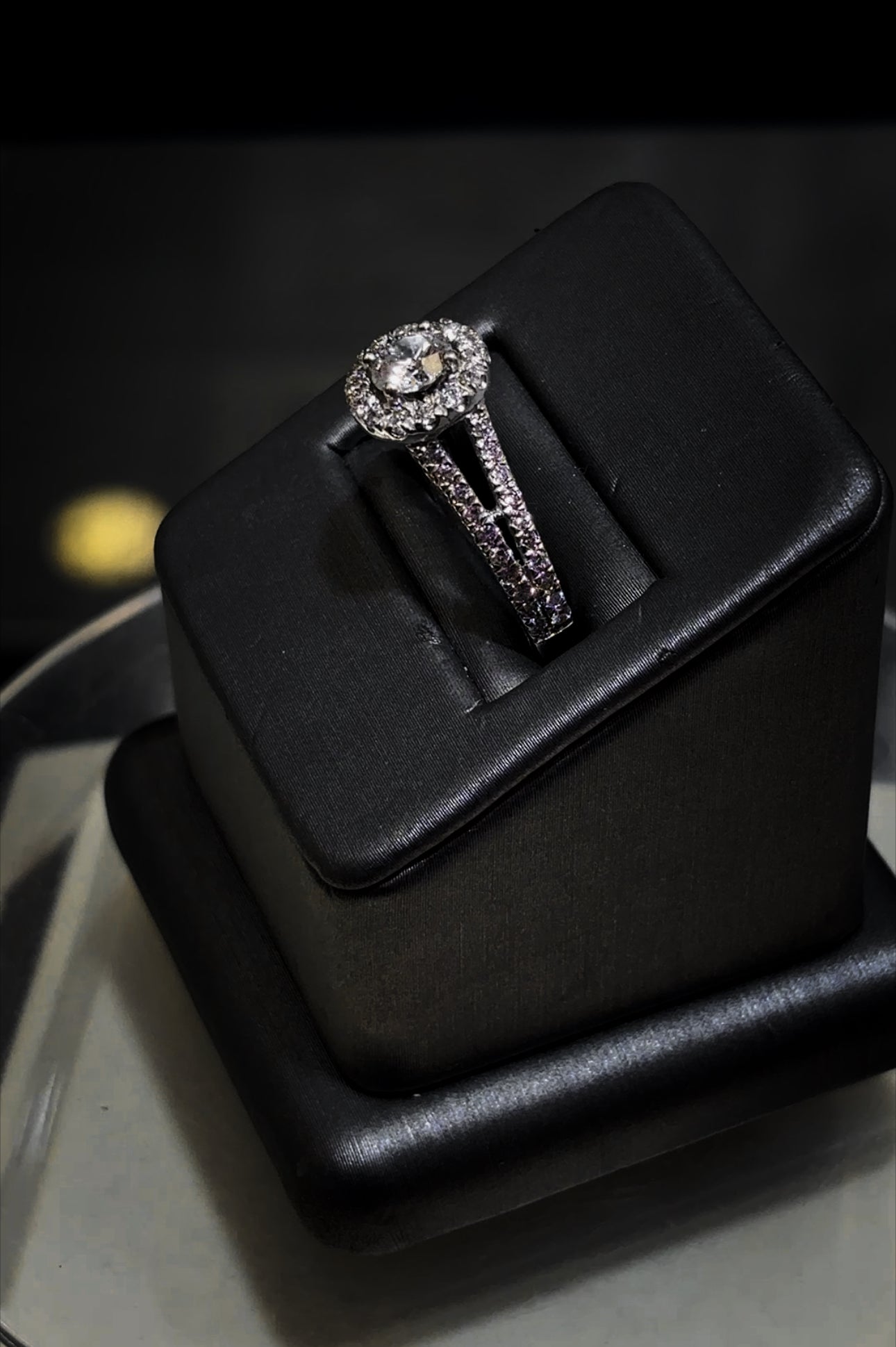 💍 “Luminous Legacy” – 14K White Gold Split Shank Halo Diamond Ring (Size 6¾, 2.5 DWT)