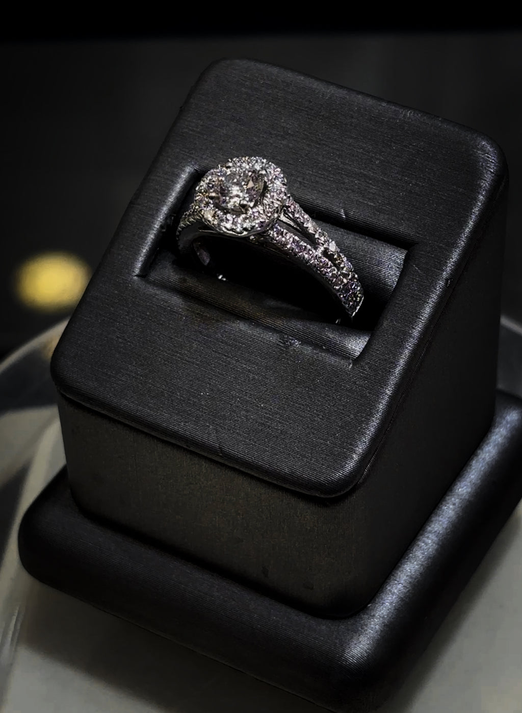 💍 “Luminous Legacy” – 14K White Gold Split Shank Halo Diamond Ring (Size 6¾, 2.5 DWT)