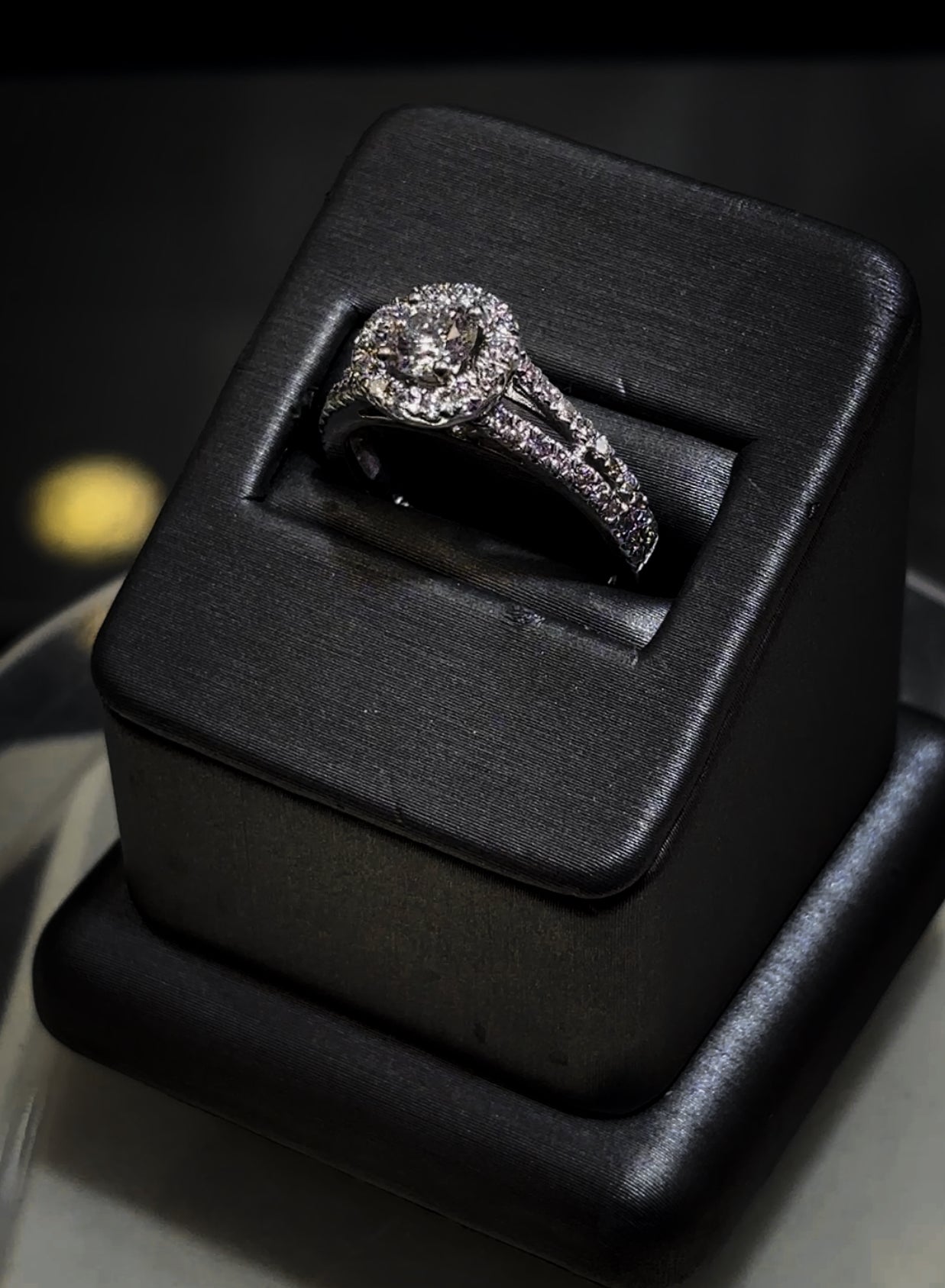 💍 “Luminous Legacy” – 14K White Gold Split Shank Halo Diamond Ring (Size 6¾, 2.5 DWT)