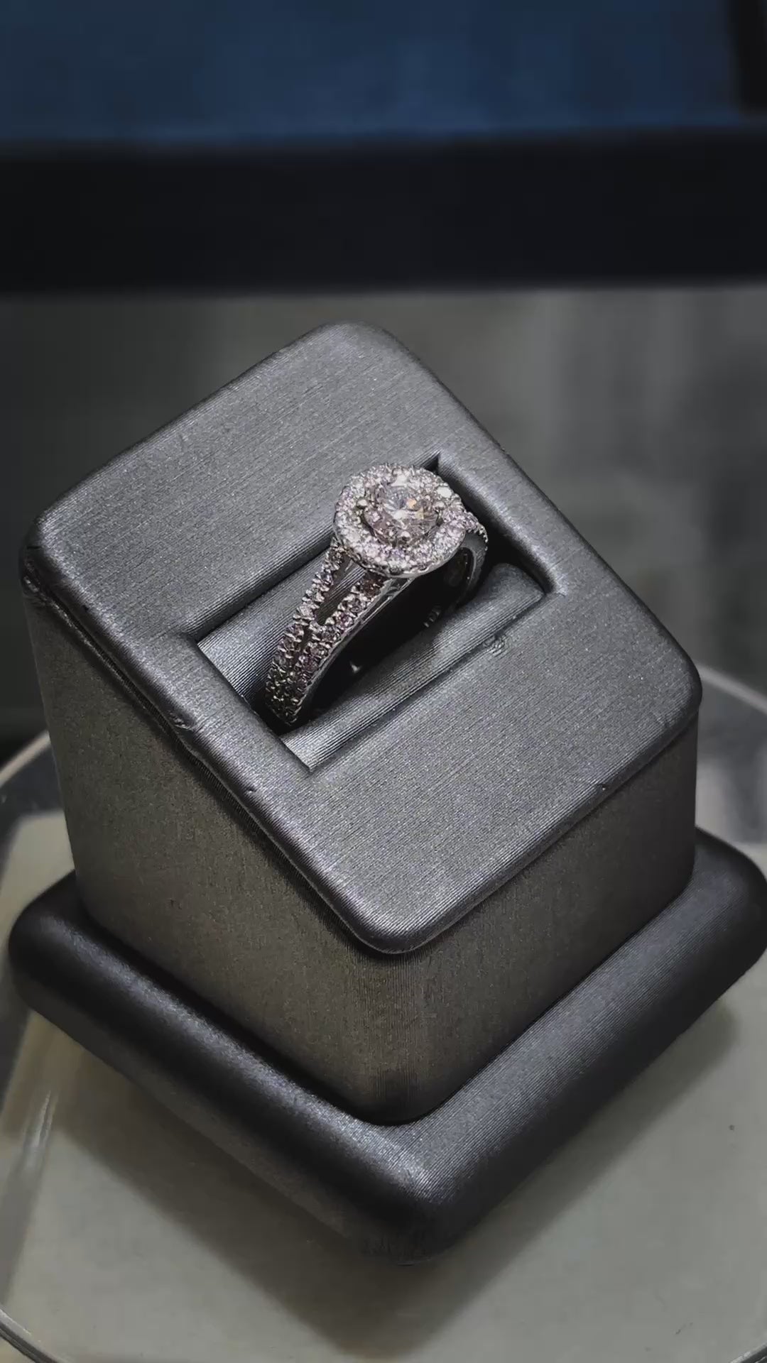 💍 “Luminous Legacy” – 14K White Gold Split Shank Halo Diamond Ring (Size 6¾, 2.5 DWT)